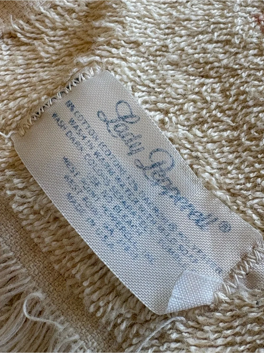 Vintage Lady Pepperell Hand Towel Floral Fringe Edge